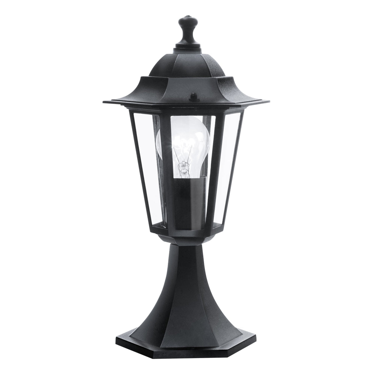 Laterna 4 Black IP44 Exterior Cast Aluminium Pedestal Light