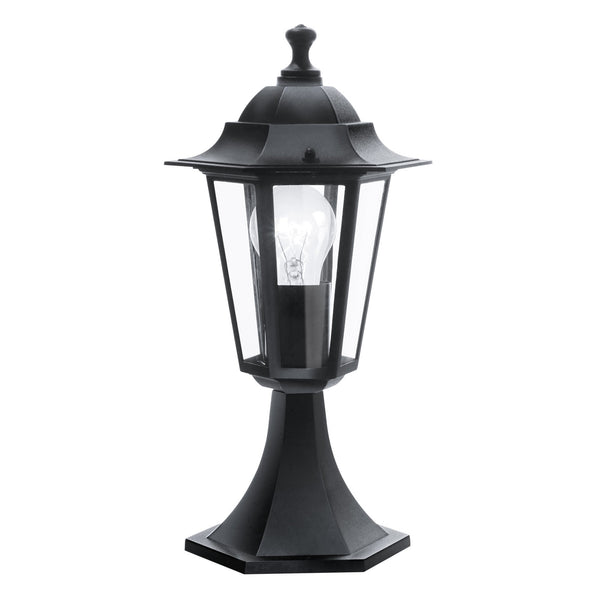 Laterna 4 Black IP44 Exterior Cast Aluminium Pedestal Light