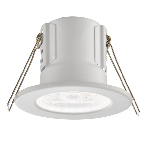 A round white recessed LED downlight with visible spring clips, shown on a white background.