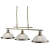 Bistro Antique Brass 3 Light Ceiling Bar Pendant with Acid Glass Shades
