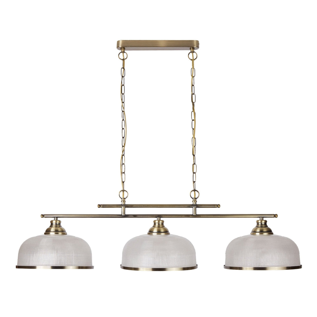 An overhead view of the bronze light fixture with a white backdrop.