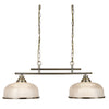 Bistro II 2 Light Linear Pendant In Antique Brass With Holophane Glass Shades