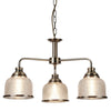 Bistro II 3 Light Pendant In Antique Brass With Holophane Glass Shades