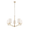 Ortona 5 Arm Pendant in Matt Antique Brass and White Shades