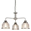 Bistro II 3 Light Pendant In Satin Silver With Holophane Glass Shades