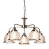 Bistro II 5 Light Pendant In Satin Silver With Holophane Glass Shades