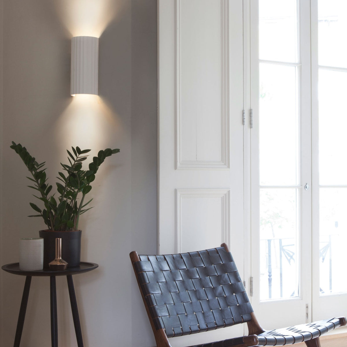 Kymi 220 Wall Light Finished in White Plaster