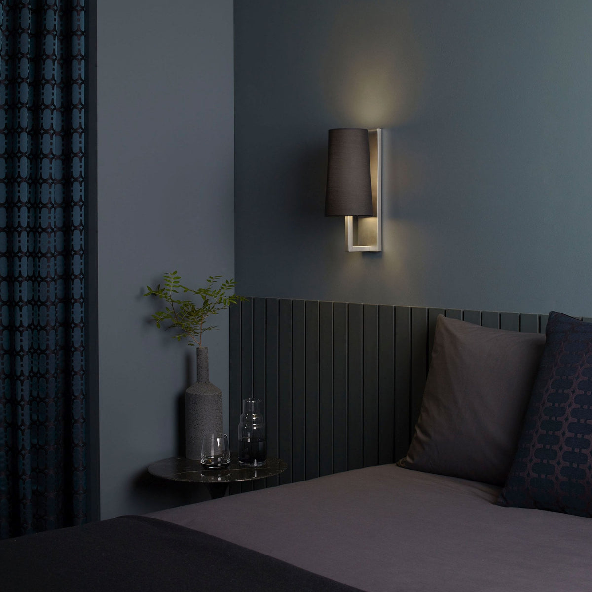 Riva 350 IP44 Wall Light in Matt Nickel