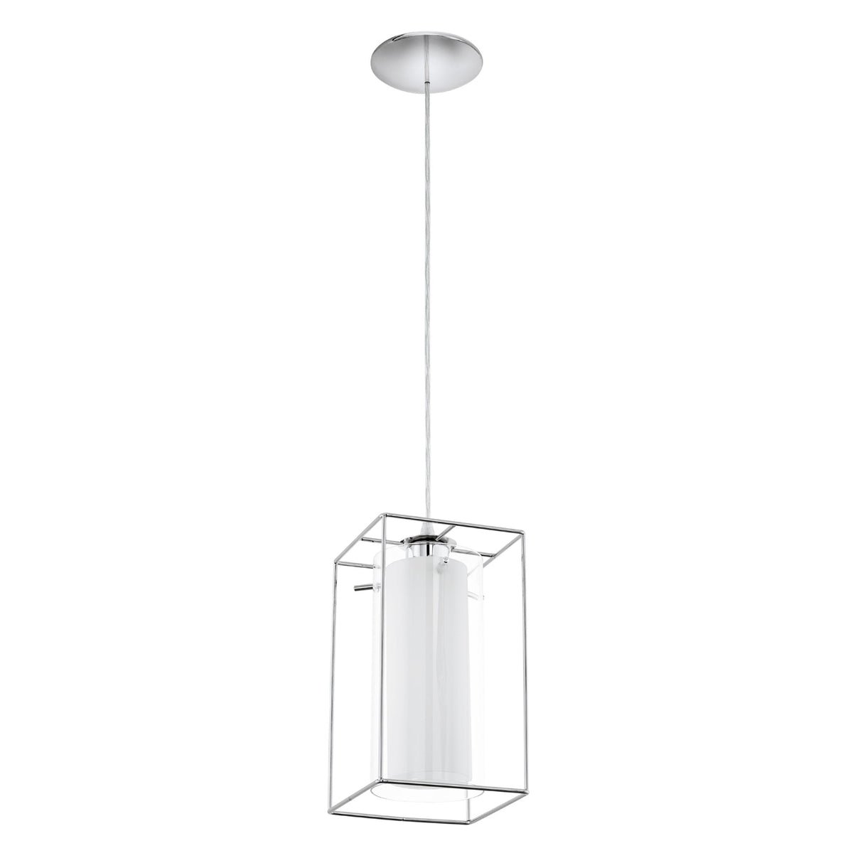 Loncino 1 Single Pendant Light in Chrome and Satinated Glass