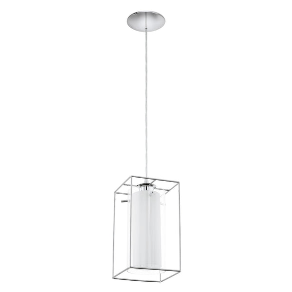 Loncino 1 Single Pendant Light in Chrome and Satinated Glass