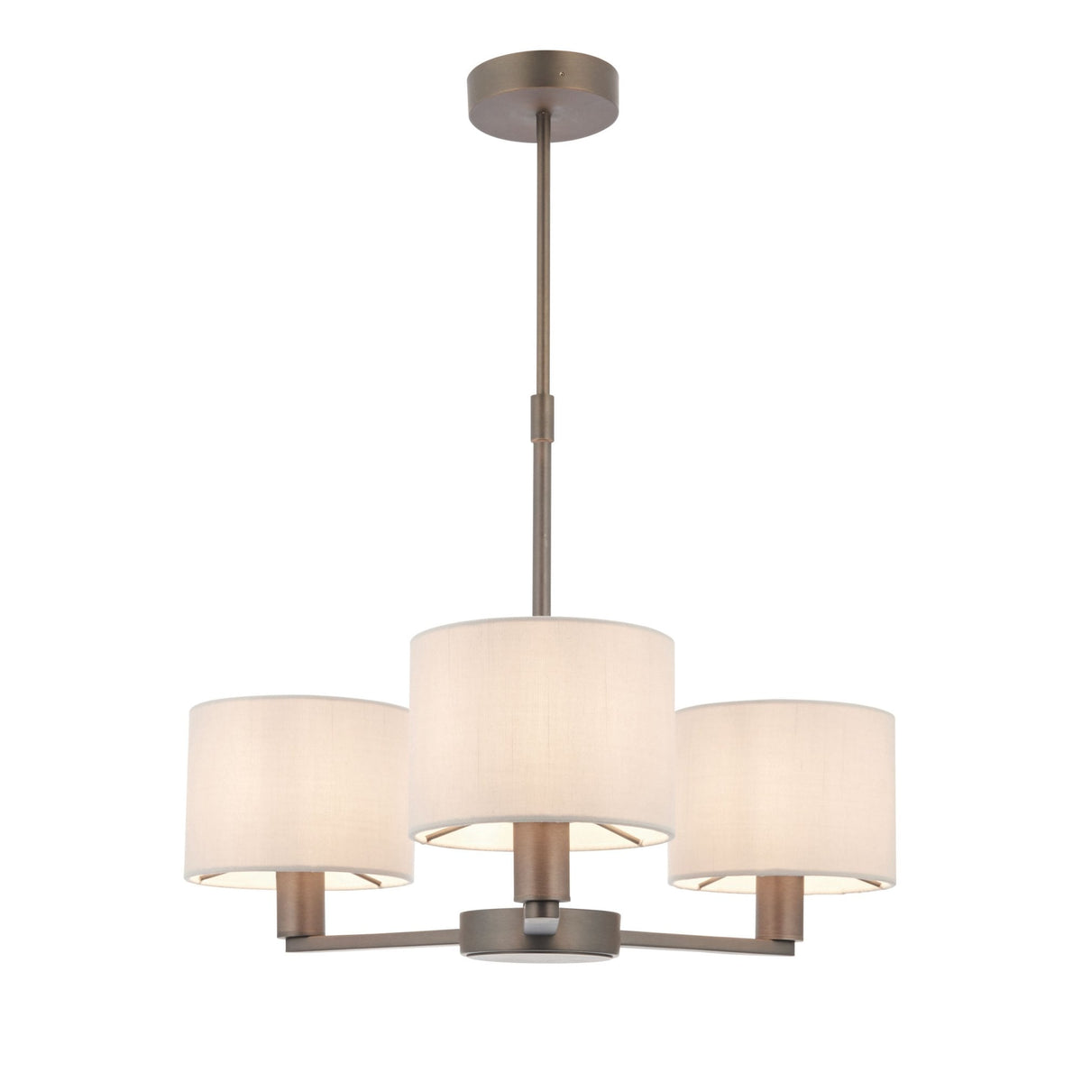 Daley 3 Arm Pendant in Antique Bronze with Marble Faux Silk Shades