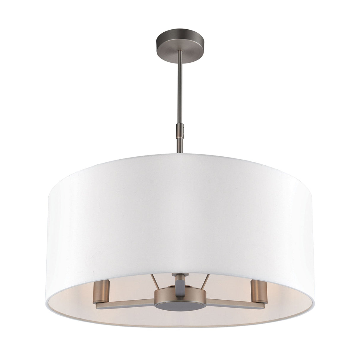 Daley 3 Light Pendant in Matt Nickle with Vintage Faux White Shade