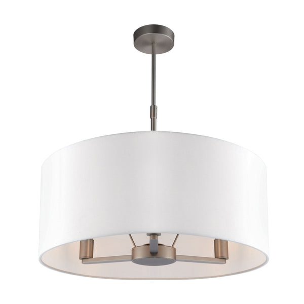 Daley 3 Light Pendant in Matt Nickle with Vintage Faux White Shade