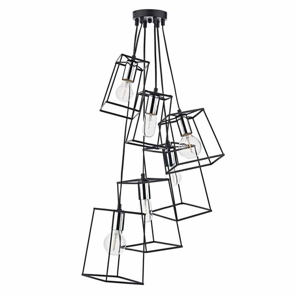 Tower Six Light Cluster Pendant Light in Chrome