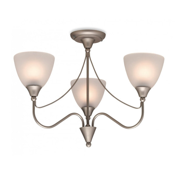 Santana Ceiling Light in Satin Steel and Acid Etched Glass