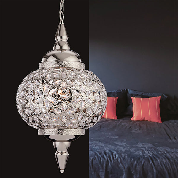 Taj Pendant Light in Chrome and Clear Acrylic