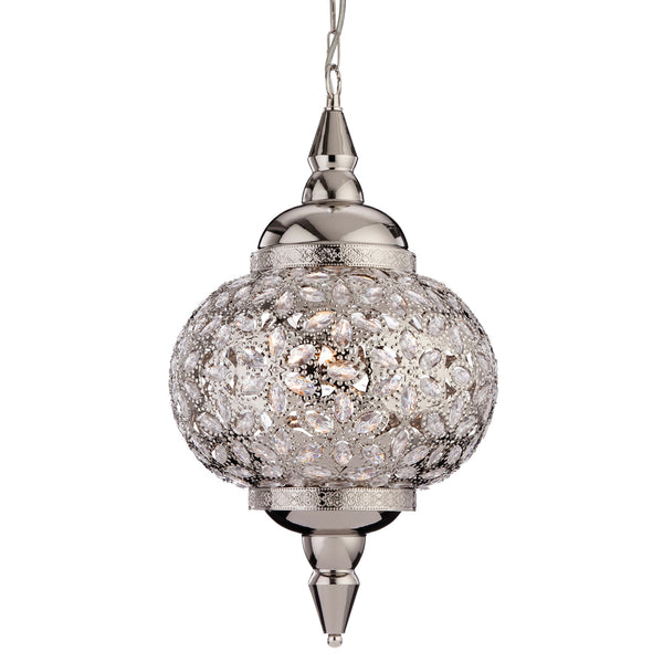 Taj Pendant Light in Chrome and Clear Acrylic