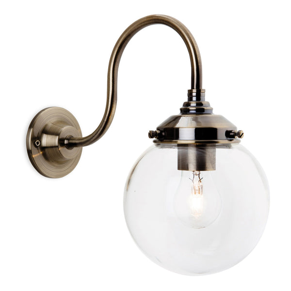 Victoria Globe Wall Light in Antique Brass