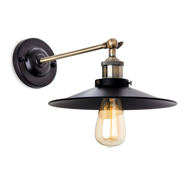 Ashby Wall Light in Black and Antique Brass