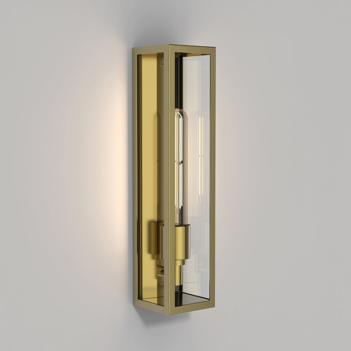 Harvard 350 Exterior IP44 Wall Light in Natural Brass