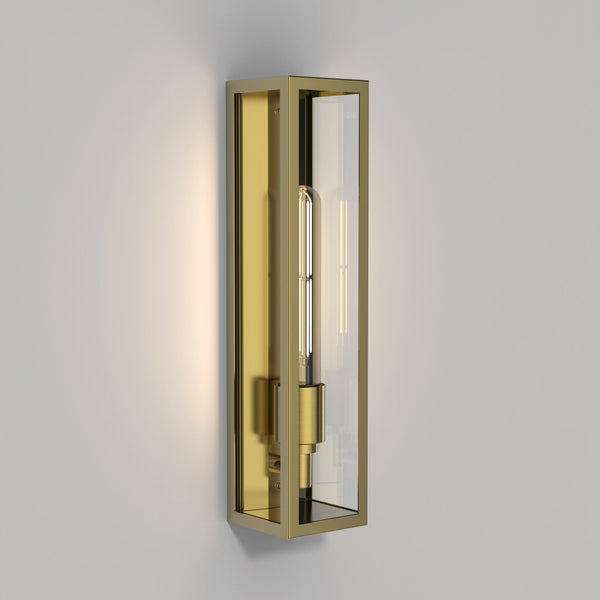 Harvard 350 Exterior IP44 Wall Light in Natural Brass