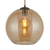Balls 1 Small Amber Glass and Antique Brass Globe Pendant