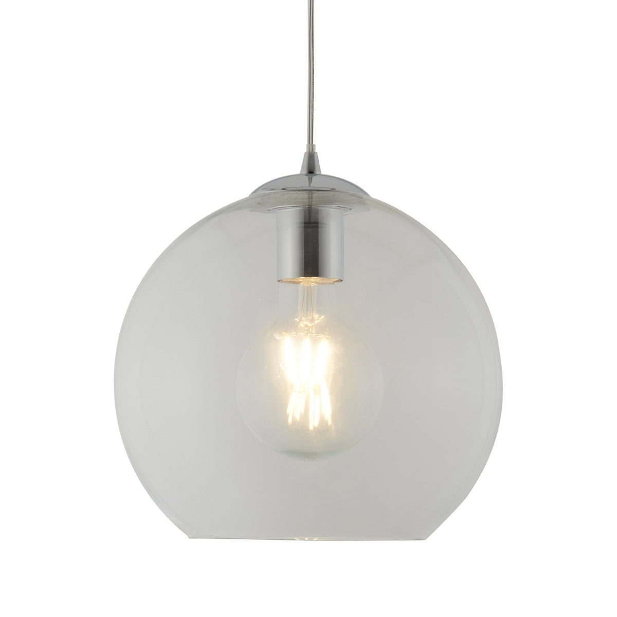 Balls 1 Small Clear Glass and Chrome Globe Pendant
