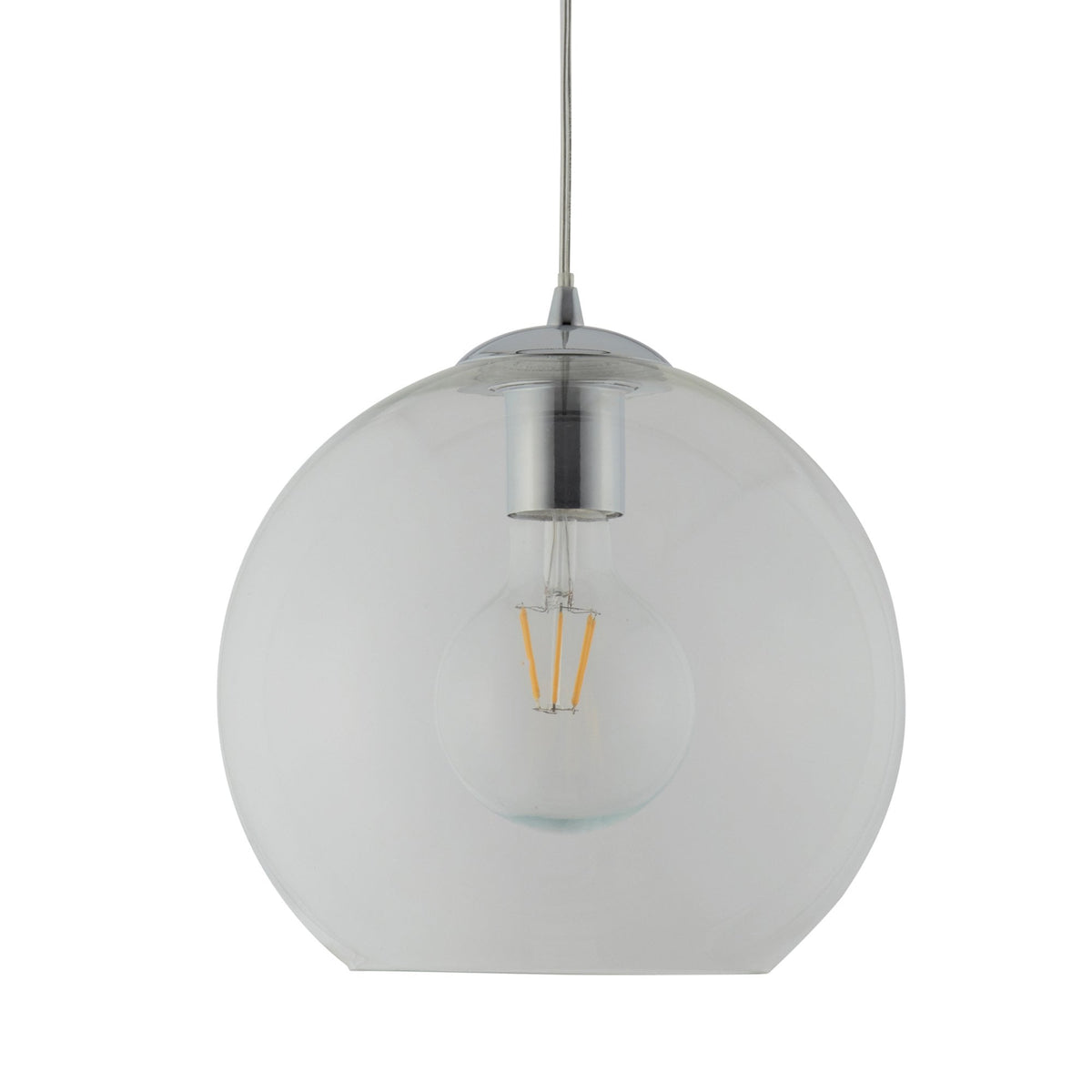 Balls 1 Small Clear Glass and Chrome Globe Pendant