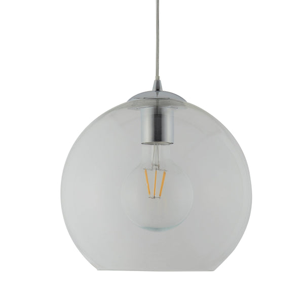 Balls 1 Small Clear Glass and Chrome Globe Pendant