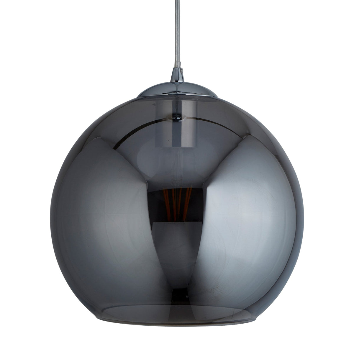 Balls 1 Small Smoked Glass and Chrome Globe Pendant