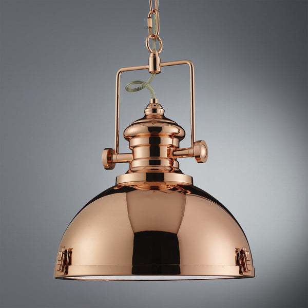Industrial Pendant in Bright Copper with Acrylic Diffuser