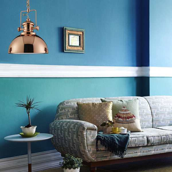 Industrial Pendant in Bright Copper with Acrylic Diffuser