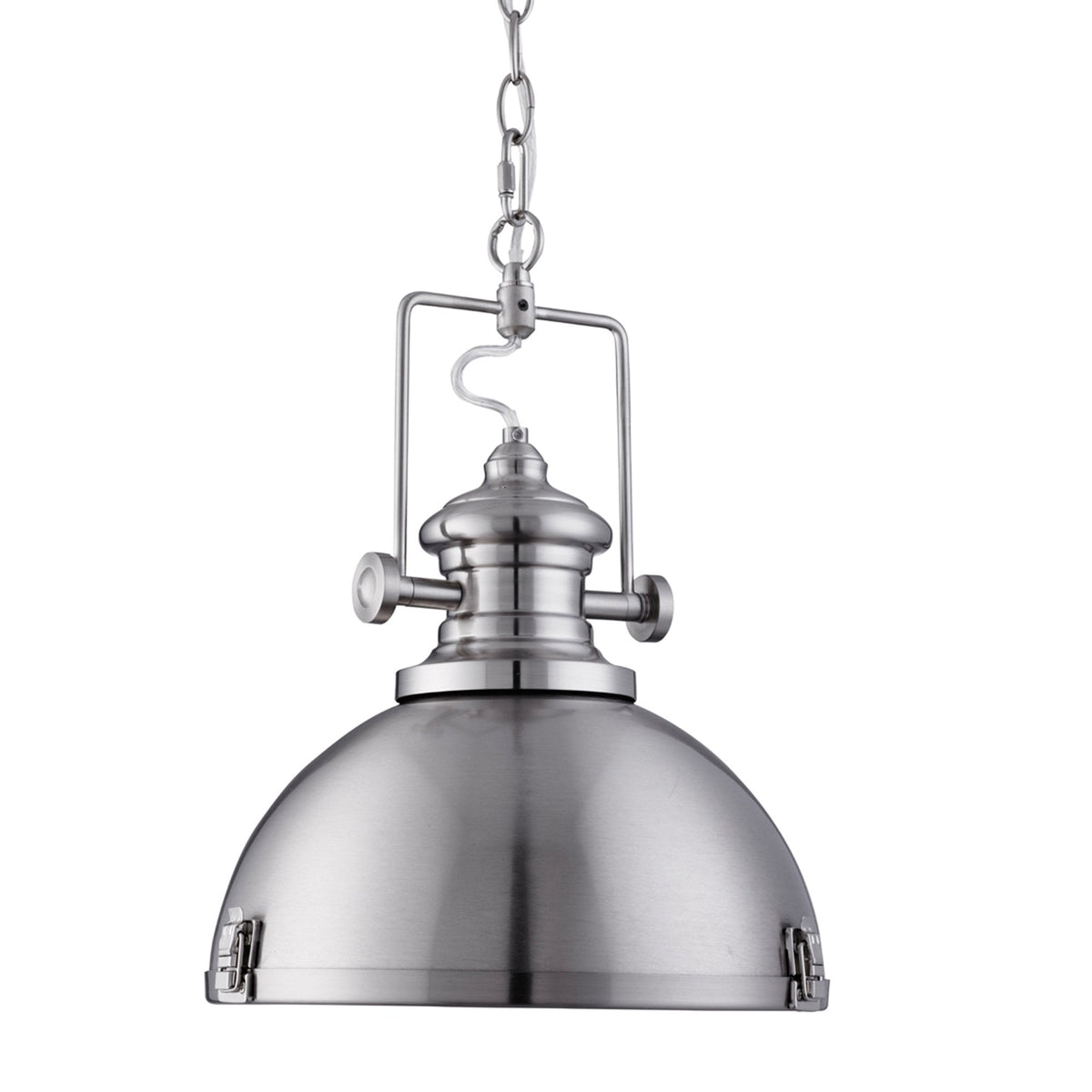 Industrial Pendant in Satin Silver with Acrylic Diffuser