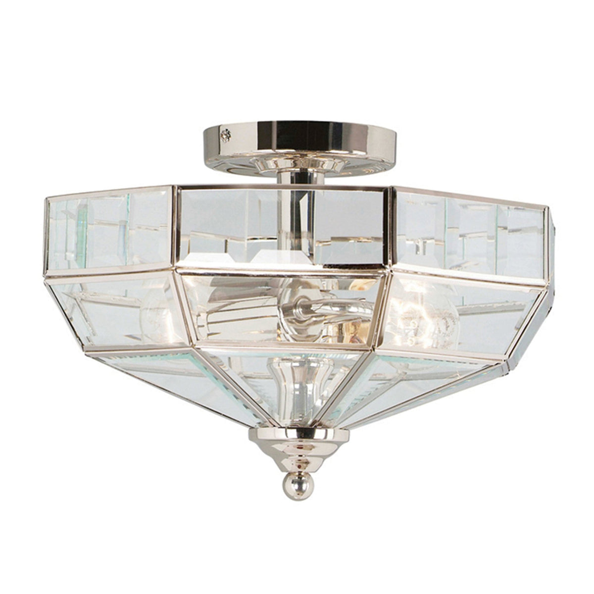 Old Park Semi Flush Ceiling Light in Polished Nickel