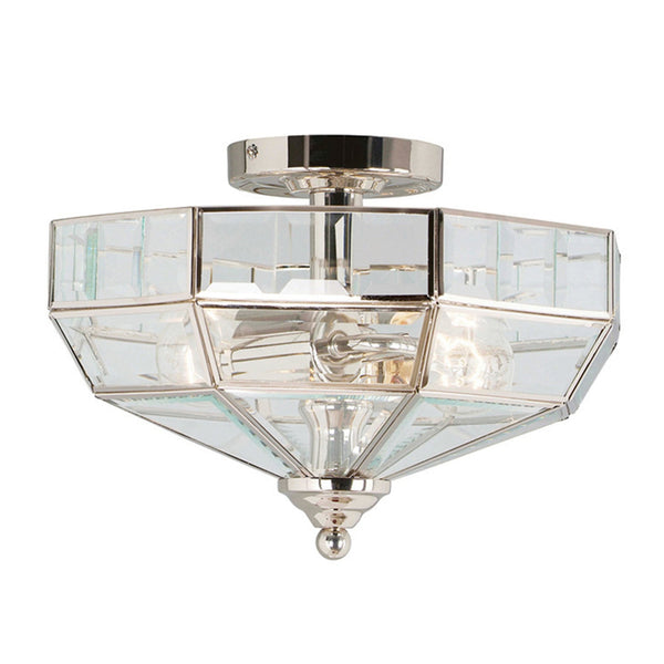 Old Park Semi Flush Ceiling Light in Polished Nickel