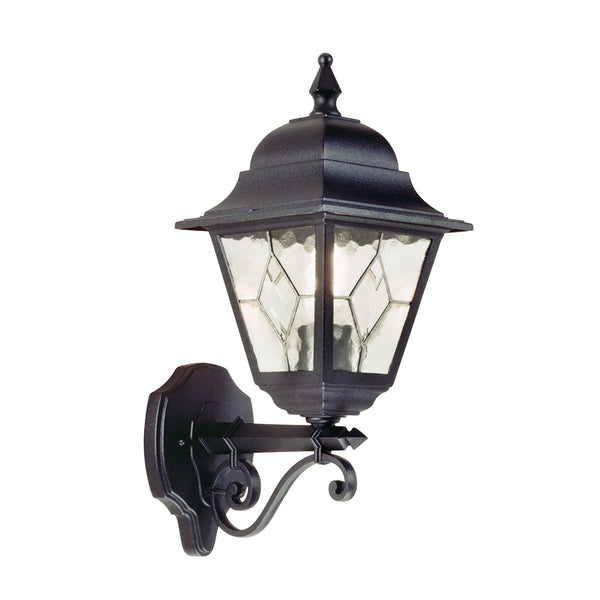 Norfolk Outdoor IP43 Up Wall Lantern in Black