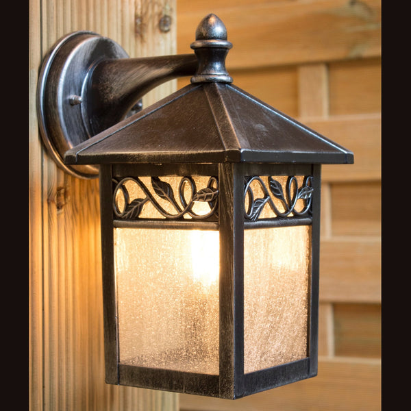 Winchcombe Outdoor IP44 Wall Lantern in Black-Silver