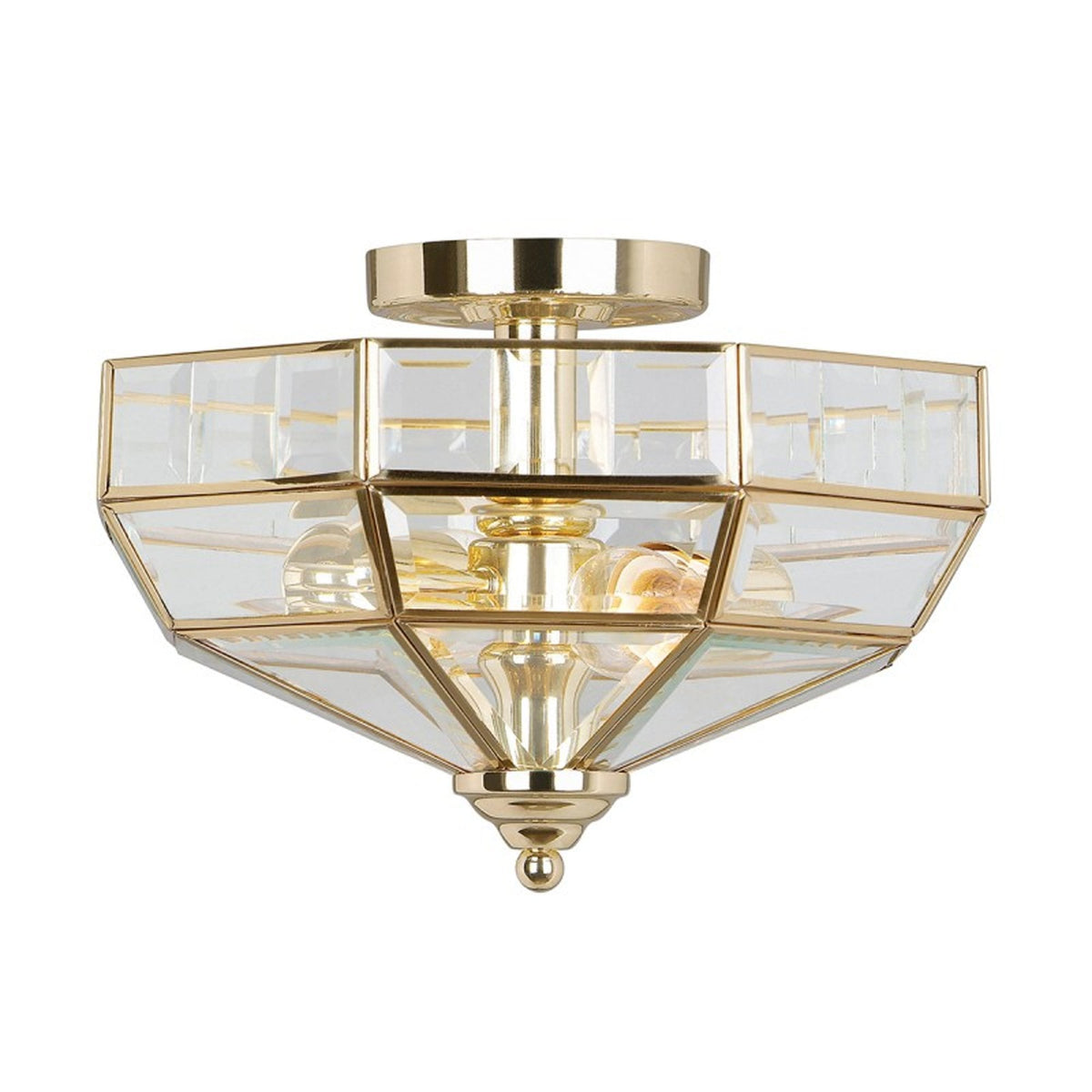 Old Park Semi Flush Ceiling Light in Antique Brass