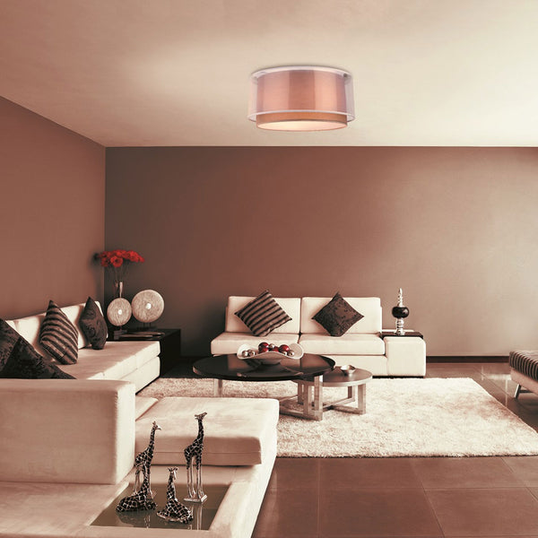 Chicago Flush Ceiling Fitting in Taupe with Frosted Diffuser