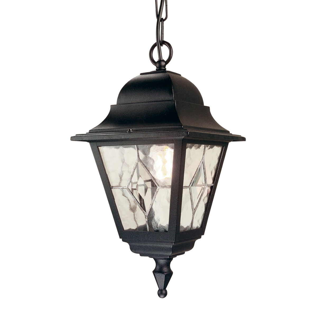 Norfolk Outdoor IP43 Chain Pendant Lantern in Black