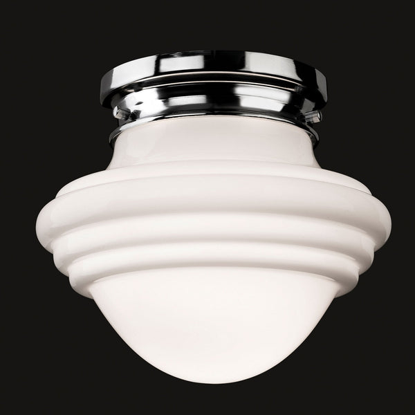 Art Deco 4944 Flush Ceiling Light in Chrome and Opal White Glass