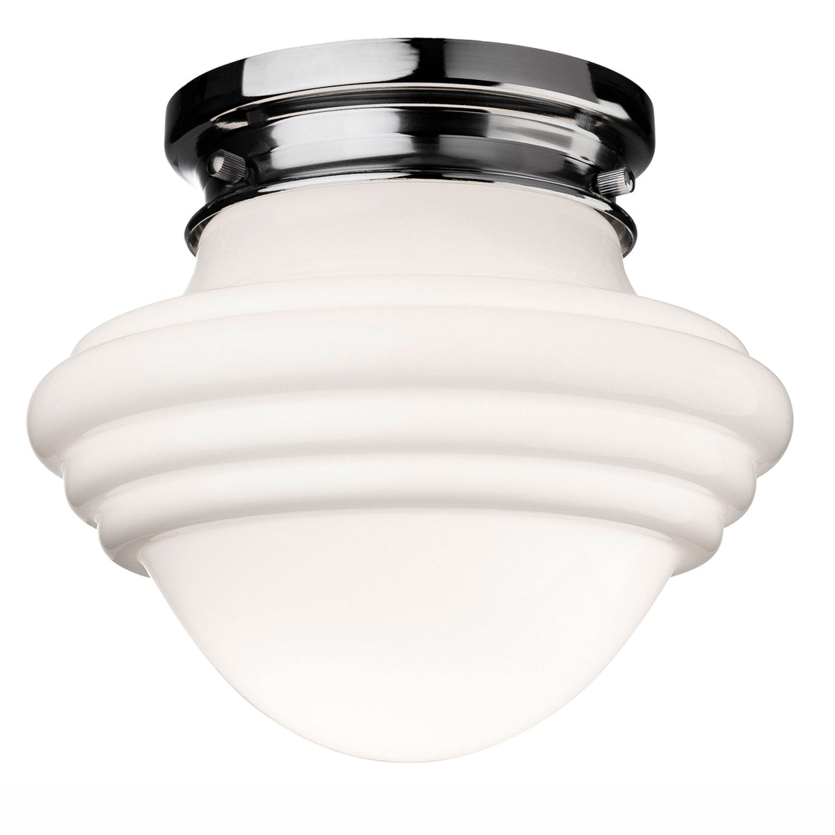 Art Deco 4944 Flush Ceiling Light in Chrome and Opal White Glass