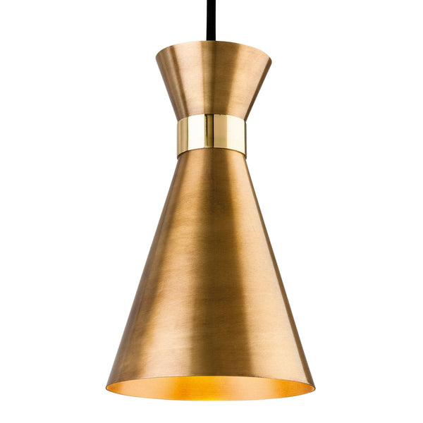 Ohio Single Pendant In Antique Gold with Brass Band