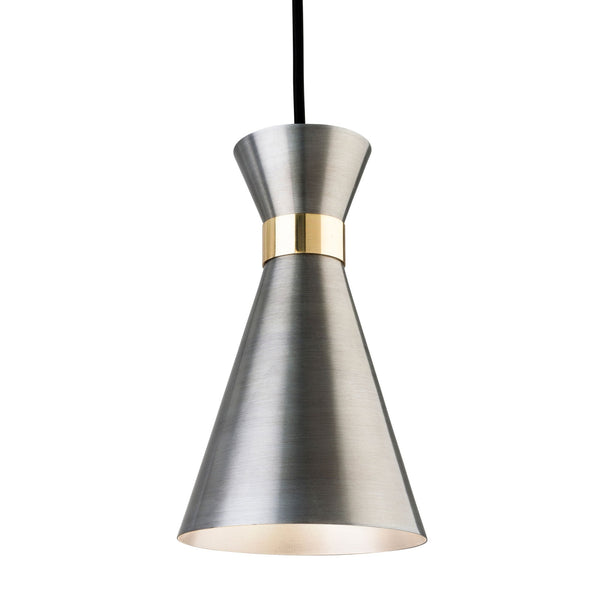 Ohio Single Pendant In Antique Silver with Brass Band