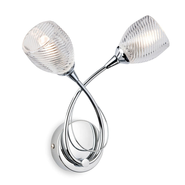 Henley 2 Arm Wall Light in Chrome with Decorative Glass Shades