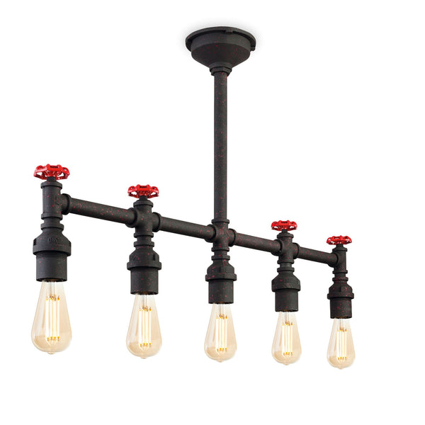 Industrial Factory 5 Light Semi Flush in Rustic Black