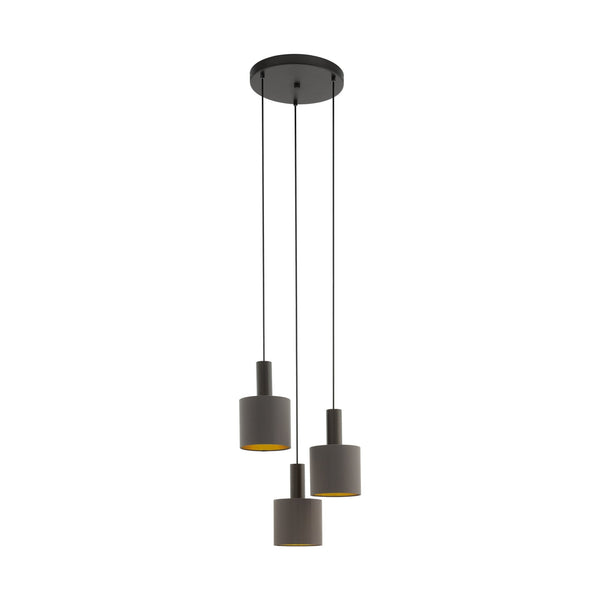 Concessa 1 Triple Drop Cluster Pendant Light in Cappuccino and Gold