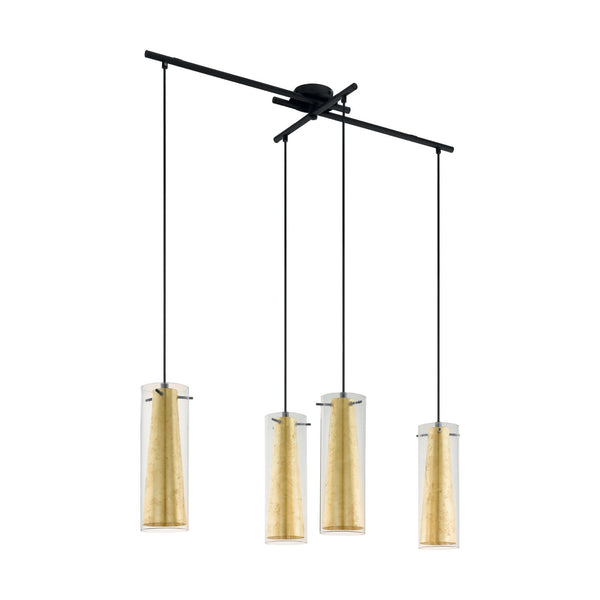 Pinto Gold Four Drop Glass Bar Pendant Light