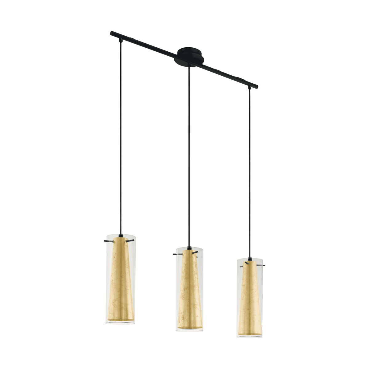 Pinto Gold Triple Drop Glass Bar Pendant Light