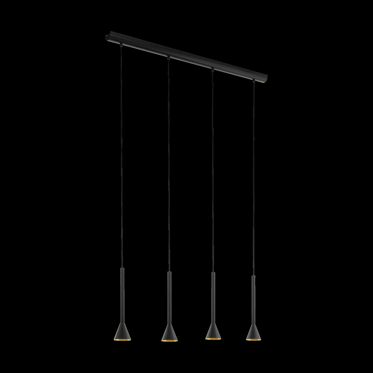 Cortaderas Four Light LED Bar Pendant in Black and Gold